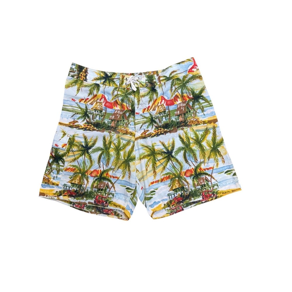 Kahala Vintage Hawaiian Board Shorts Size 42 /2XL Tropical Palm Tree Swim Trunks